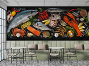 3D Restaurant Snack Bar Diner Fast Food Sea Food Wall Mural Wallpaper 54