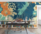 3D Hand Drawn Colorful Tropical Plant Leaf Floral Wall Mural Wallpaper GD 3378- Jess Art Decoration