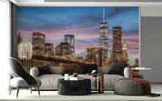 3D Brooklyn Bridge Sunset New York City USA  Wall Mural Wallpaper GD 4326- Jess Art Decoration