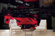 3D Red Ferrari Sports Car Wall Mural Wallpaper GD 4698- Jess Art Decoration