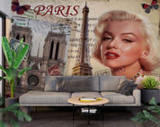 3D Vintage Movie Star Paris retro movie star Paris collage wall mural wallpaper for living room - view 2