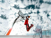 3D Basketball Person Cloud Sky Wall Mural Wallpaper YXL 136
