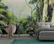3D Watercolor Tropical Forest Coconut Tree Wallpaper Wall Mural Wall Decor Wall Art Wall Sticker Remoable Wallpaper LQH
