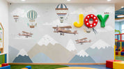 3D Play Centre Amusement Park Funfair Carnie Mountains Plane Fire Balloon Wall Mural Wallpaper 13