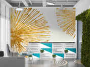 3D Office Business Commerce Golden Lines Modern Wall Mural Wallpaper 53