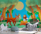 3D Cartoon Animal Deer Forest Kids Wallpaper Wall Mural Wall Decor Wall Art Wall Sticker Remoable Wallpaper