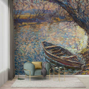 3D Oil Painting Floral Ship Sea Grassland Wall Mural Wallpaper YXL 118