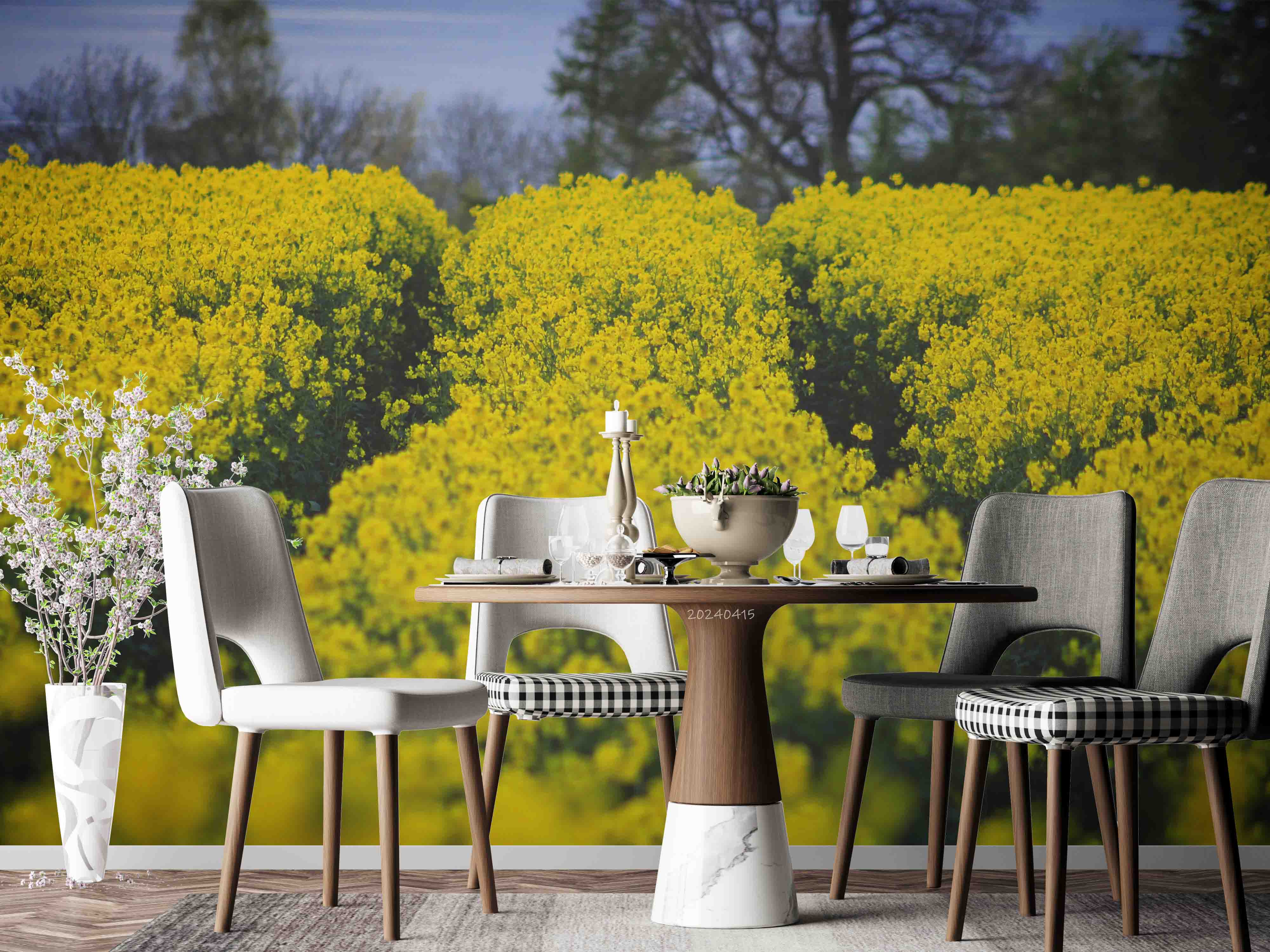 3D Yellow Rapeseed Field Flower Wallpaper Wall Mural Wall Decor Wall Art Wall Sticker Remoable Wallpaper