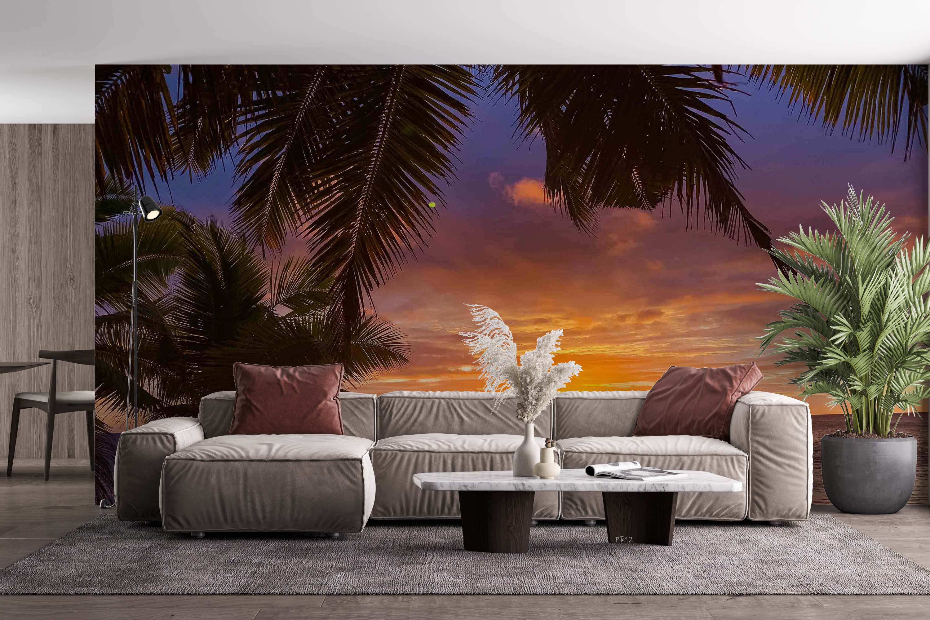3D Beach Wave Sea Coconut Tree Sunrise Wall Mural Wallpaper GD 4946- Jess Art Decoration