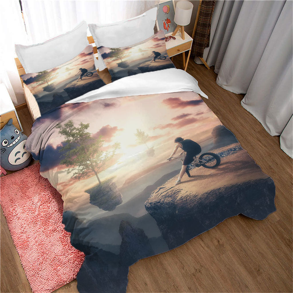 3D Tree Mountain Person Sunlight Quilt Cover Set Bedding Set Duvet Cover Pillowcases 1203