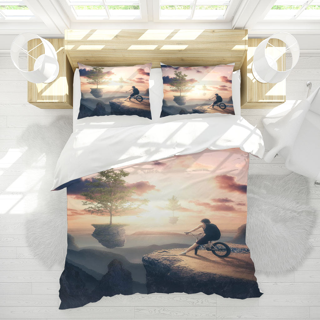 3D Tree Mountain Person Sunlight Quilt Cover Set Bedding Set Duvet Cover Pillowcases 1203