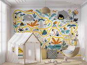 3D Cartoon Tropical Plant Volcano Dinosaur Maze Wall Mural Wallpaper GD 4573- Jess Art Decoration