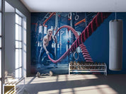 3D Fitness Room Battle Rope Light Blue Wall Mural Wallpaper YXL 101
