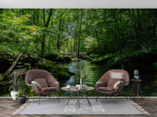 3D Forest Tree Grass Leaf Green Sea Wall Mural Wallpaper YXL 685