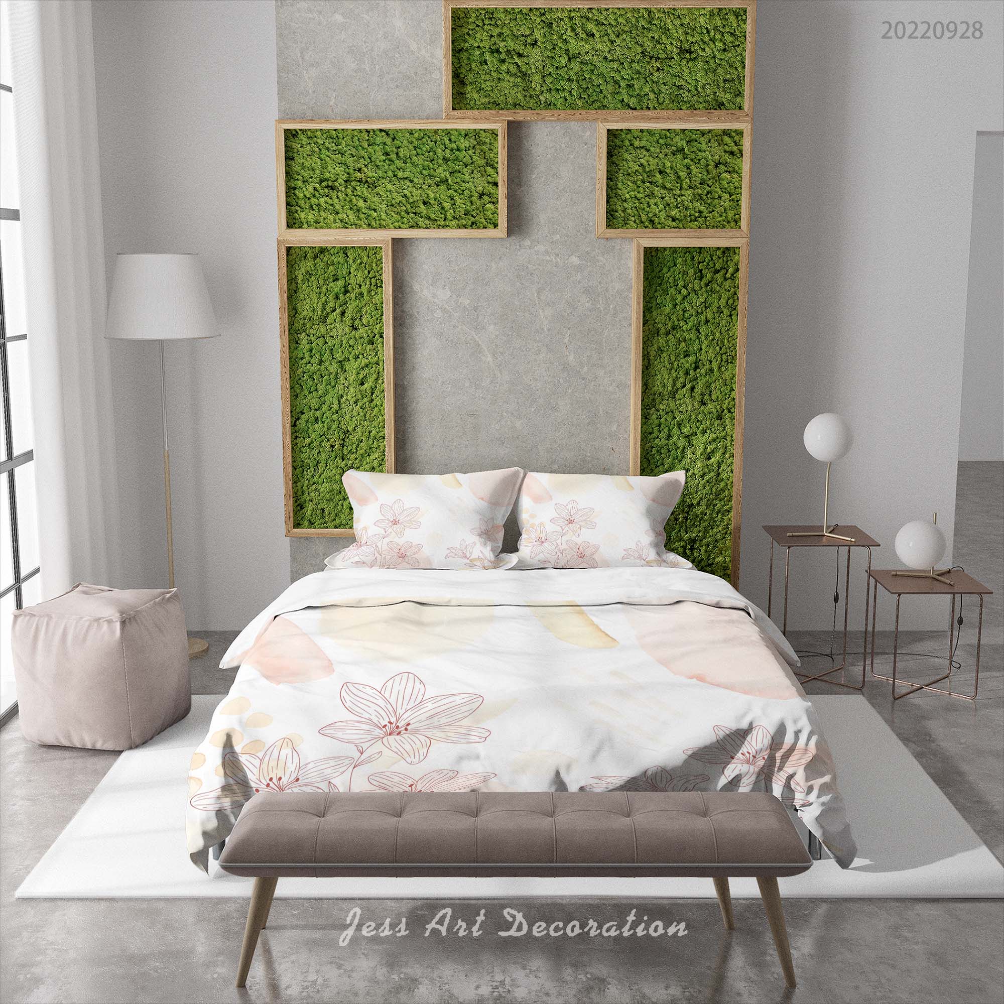 3D Floral Leaf Line Quilt Cover Set Bedding Set Duvet Cover Pillowcase 293