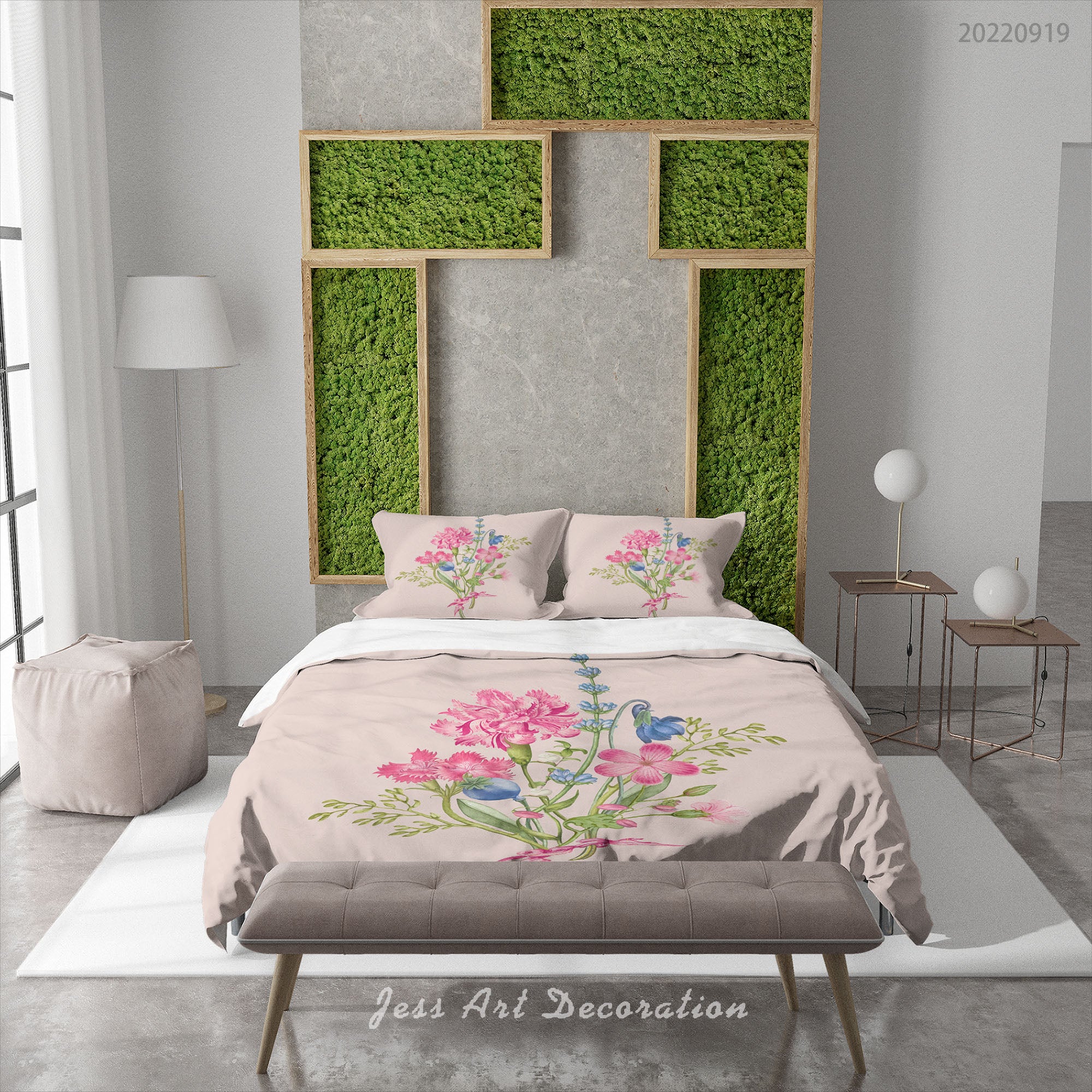 3D Floral Carnation Quilt Cover Set Bedding Set Duvet Cover Pillowcase 220