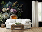 3D Floral Bouquet Dark Background Wallpaper Wall Mural Wall Decor Wall Art Wall Sticker Remoable Wallpaper
