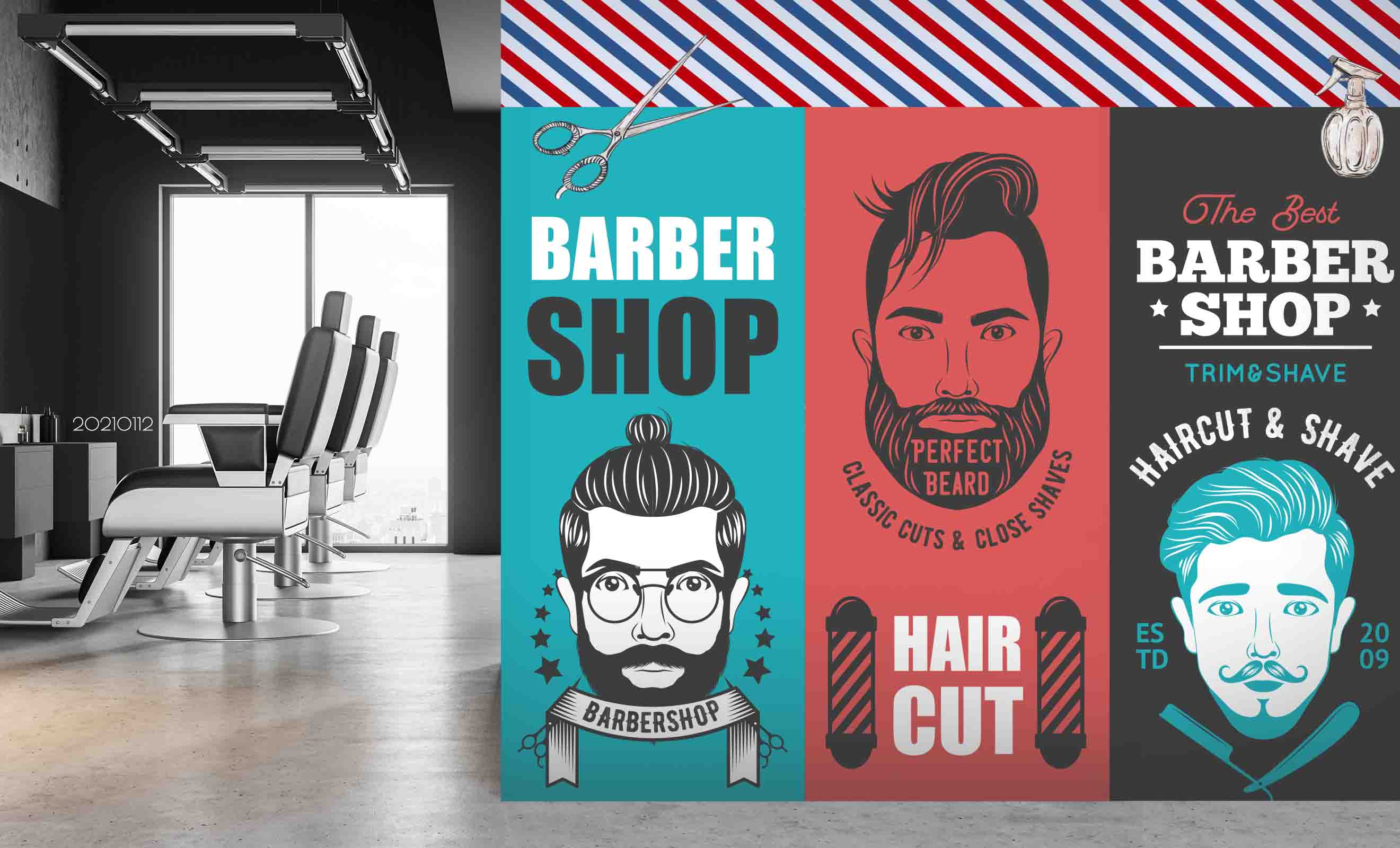3D Barber Shop Hair Salon Haircut Specialist Wall Mural Wallpaper 10