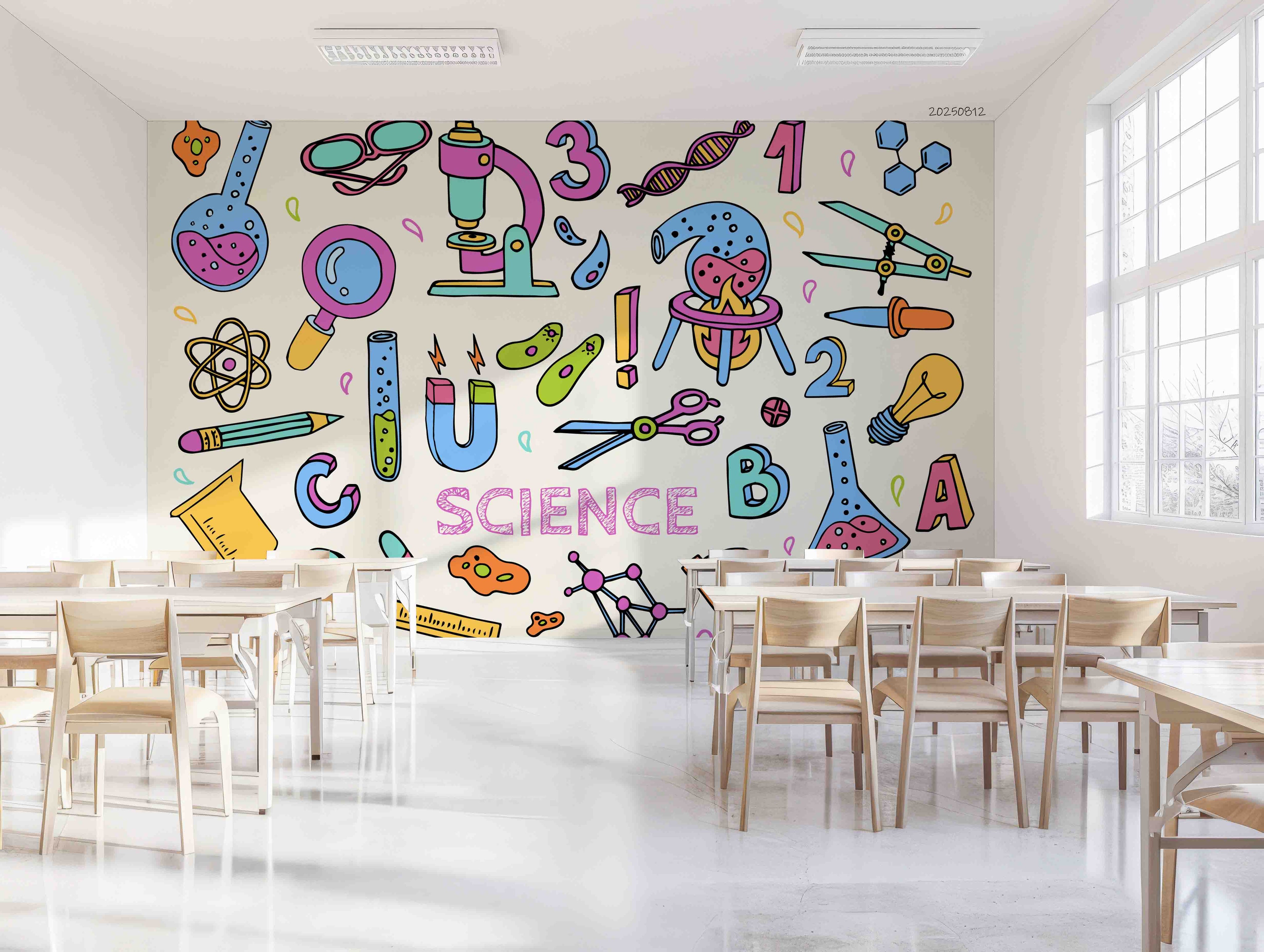 3D School STEM Science Lab Classroom Teaching Aid Wall Mural Wallpaper 44