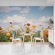 3D Floral Grassland Cloud Sky Small Daisy Wall Mural Wallpaper YXL 3018