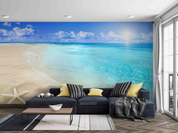 3D Sea Sandbeach Spindrift Cloud Wall Mural Wallpaper YXL 1140