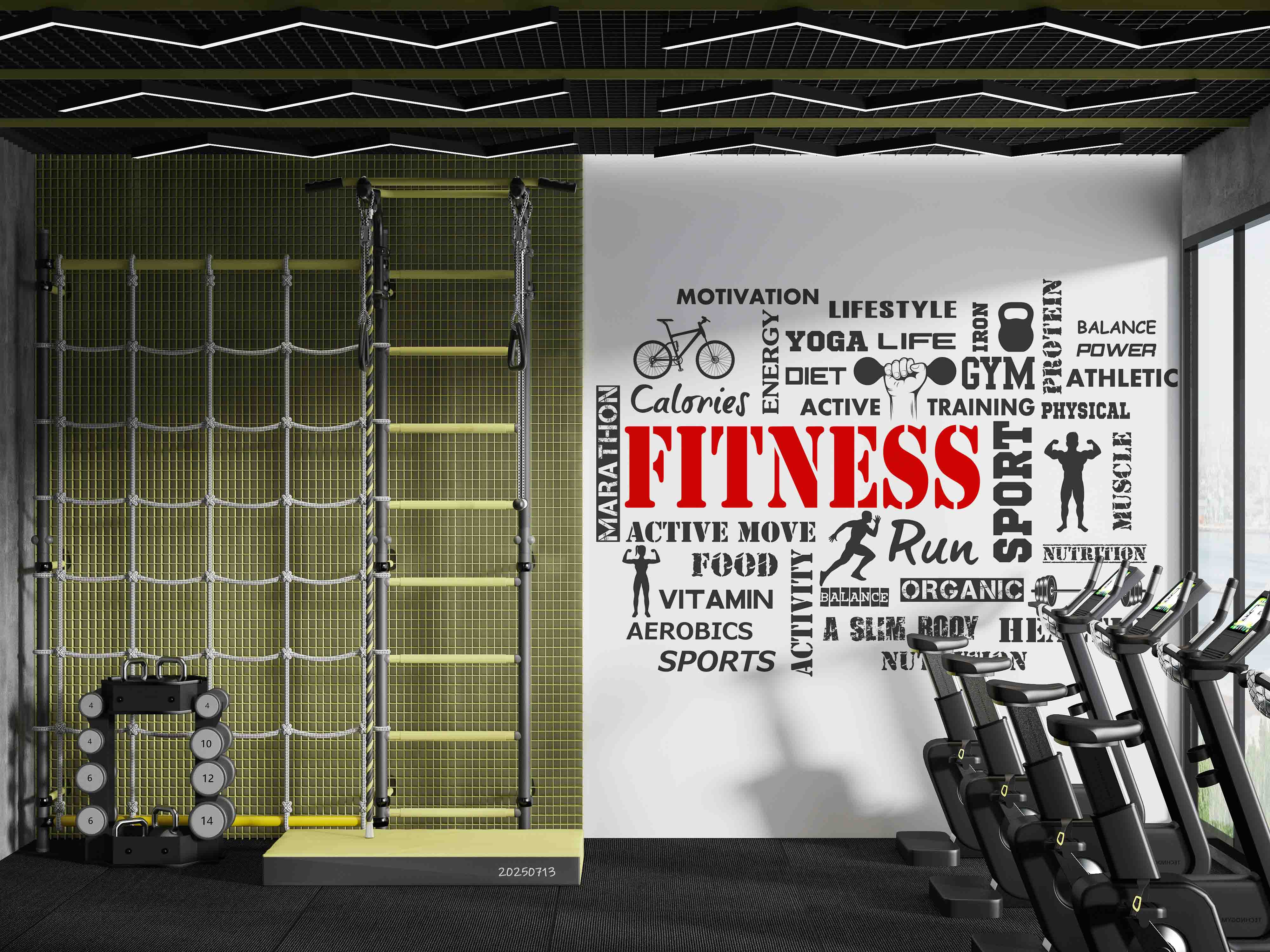 3D Gym Fitness Gymnasium Wall Mural Wallpaper 61
