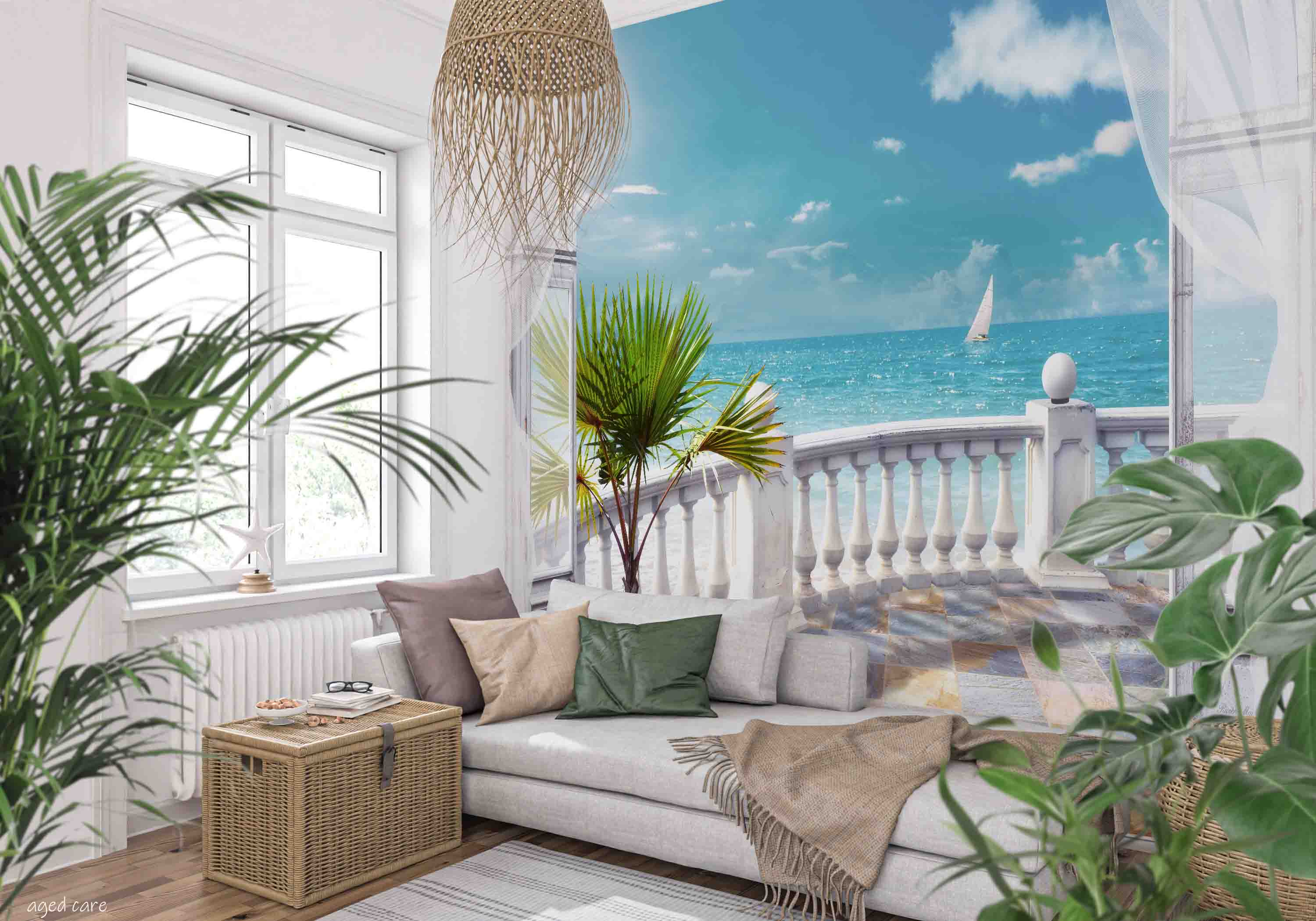 3D Aged Care Retirement Home Gerocomium Rest Home Sea Scenery Wall Mural Wallpaper 15