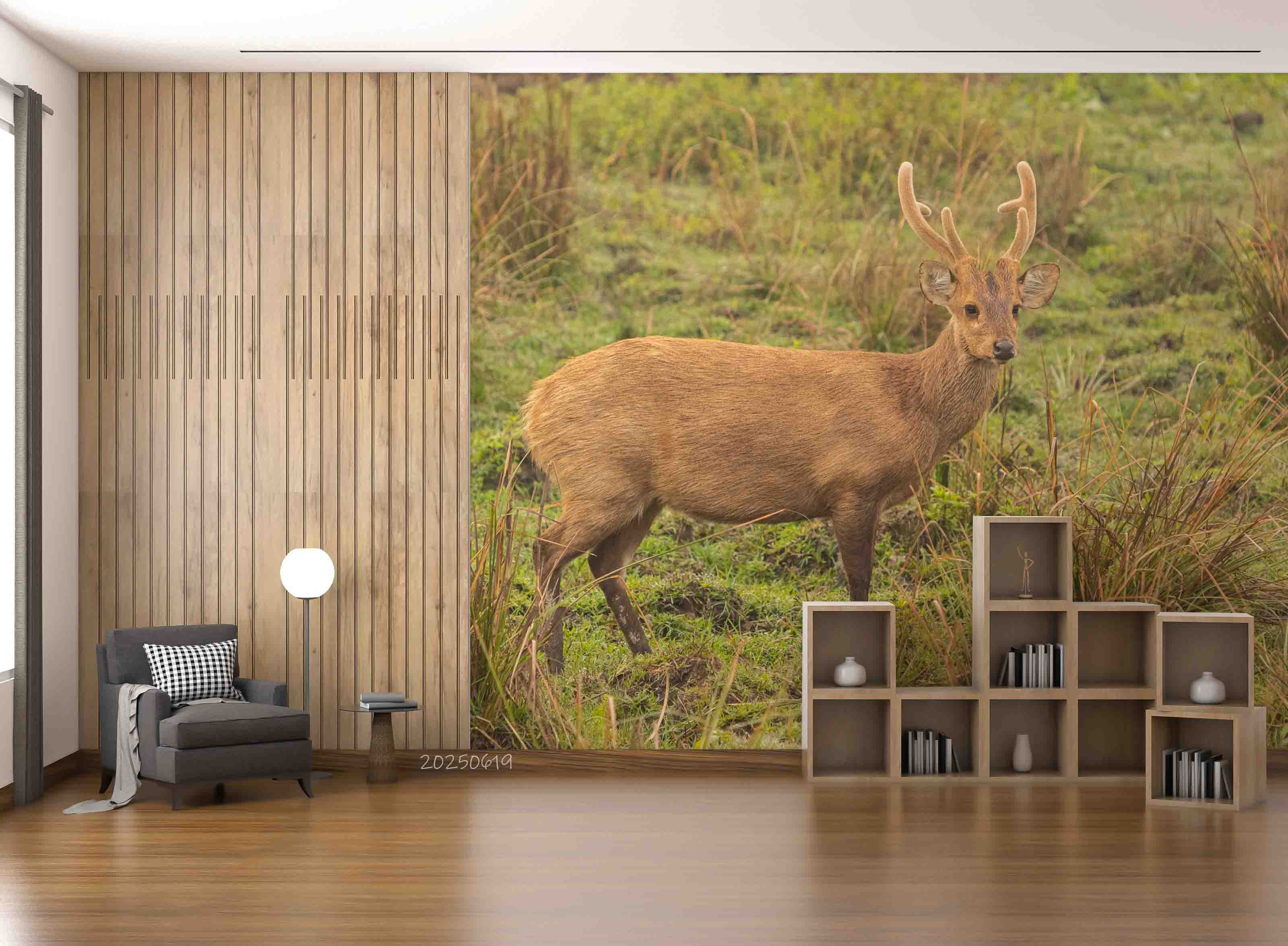 3D Nature Green Forest Sika Deer Wallpaper Wall Mural Wall Decor Wall Art Wall Sticker Remoable Wallpaper 33