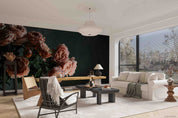 3D Pink Rose Flower Black Background Wallpaper Wall Mural Wall Decor Wall Art Wall Sticker Remoable Wallpaper