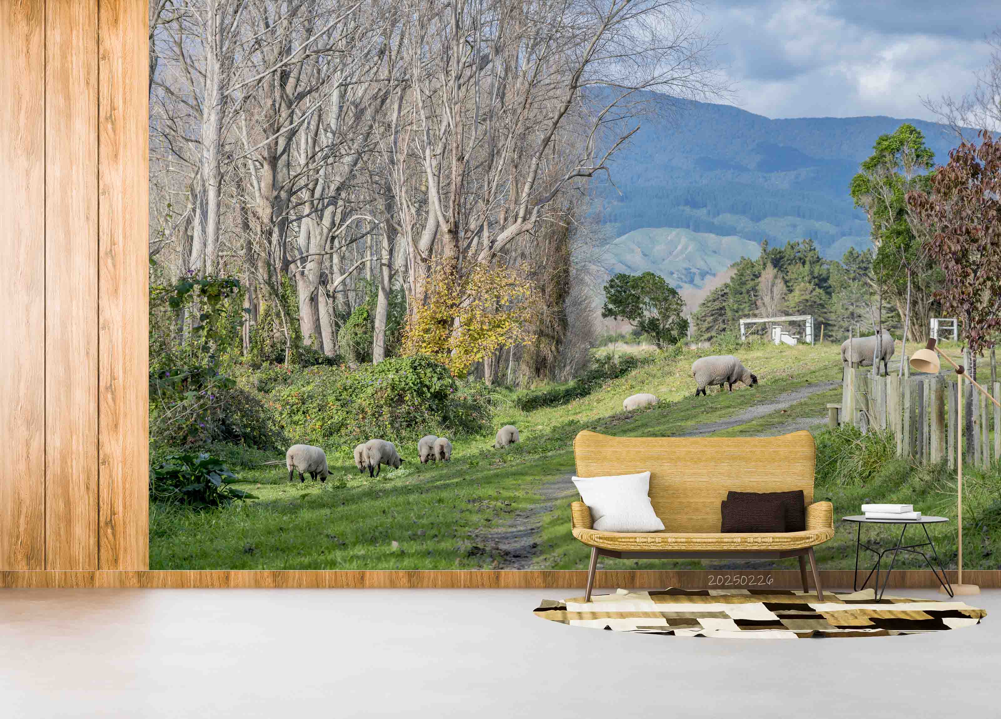 3D Sky Green Forest Grassland Animal Sheep Wallpaper Wall Mural Wall Decor Wall Art Wall Sticker Remoable Wallpaper LQH