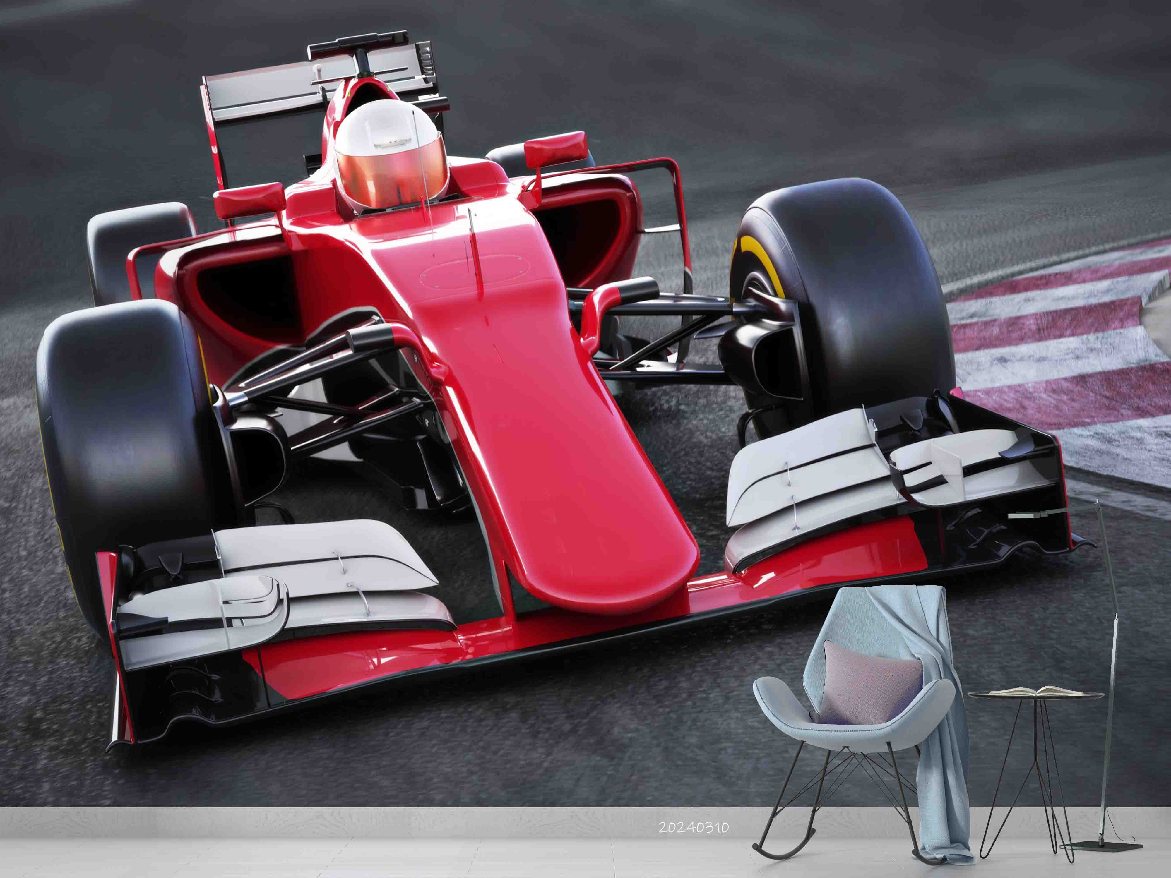 3D Red F1 Formula One Racing Wallpaper Wall Mural Wall Decor Wall Art Wall Sticker Remoable Wallpaper