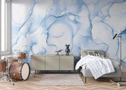 3D Blue Watercolor Marble soft blue marble texture wall mural wallpaper for bedroom
