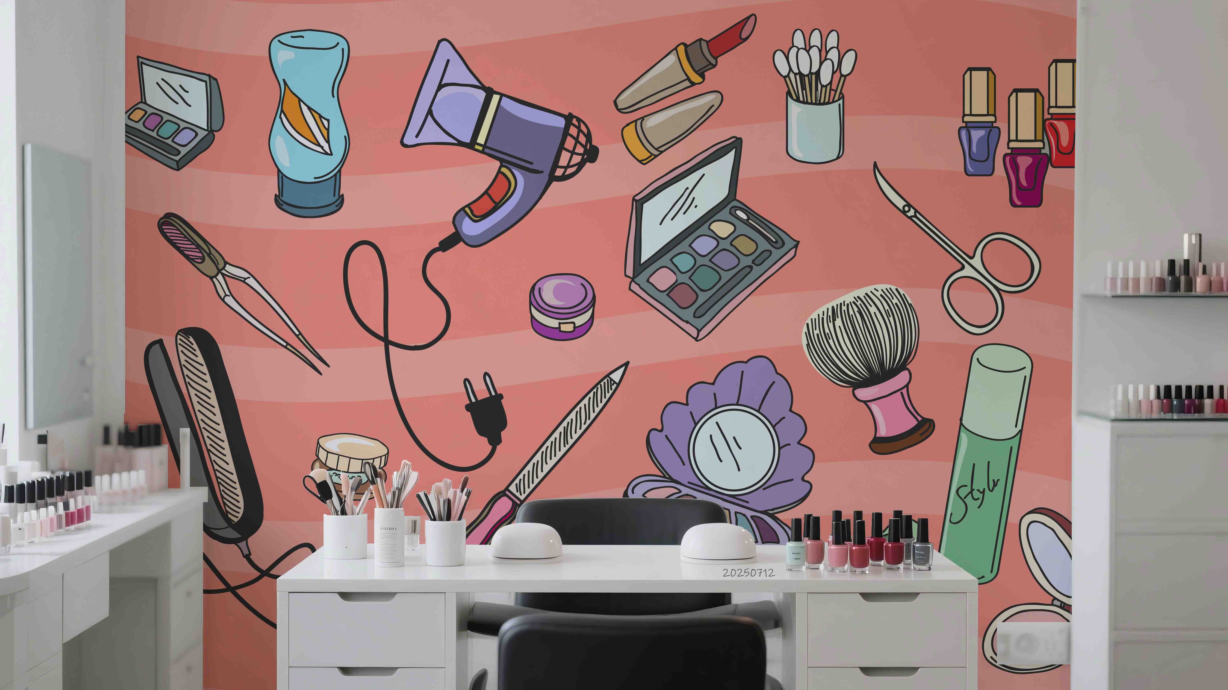 3D Salon Shop Beauty Salon Manicure Set Manicure Tools Wall Mural Wallpaper 35
