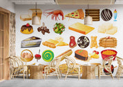 3D Pizza Cake Bread Cheese Chicken Nugget Wall Mural Wallpaper YXL 303