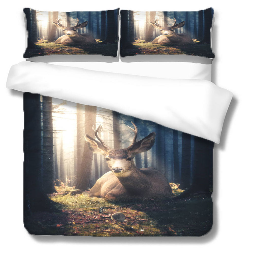 3D Forest Tree Deer Grassland Quilt Cover Set Bedding Set Duvet Cover Pillowcases 1207