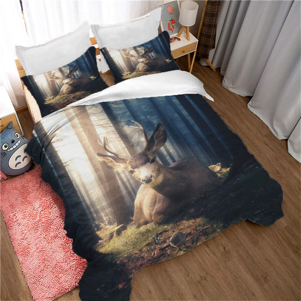 3D Forest Tree Deer Grassland Quilt Cover Set Bedding Set Duvet Cover Pillowcases 1207