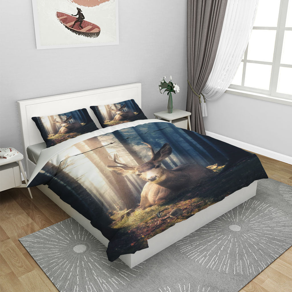 3D Forest Tree Deer Grassland Quilt Cover Set Bedding Set Duvet Cover Pillowcases 1207