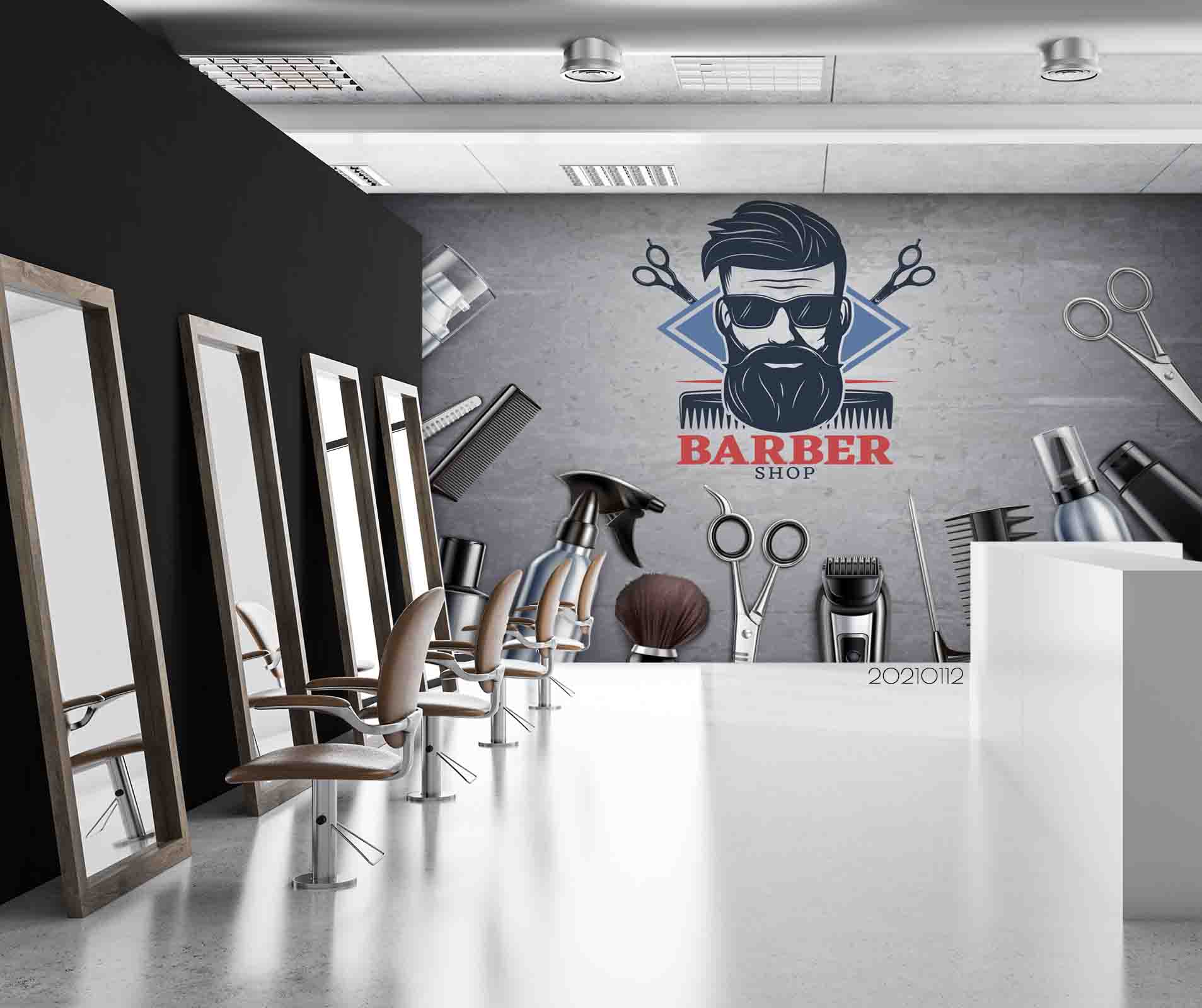 3D Barber Shop Hair Salon Haircut Specialist Shaving Wall Mural Wallpaper 17