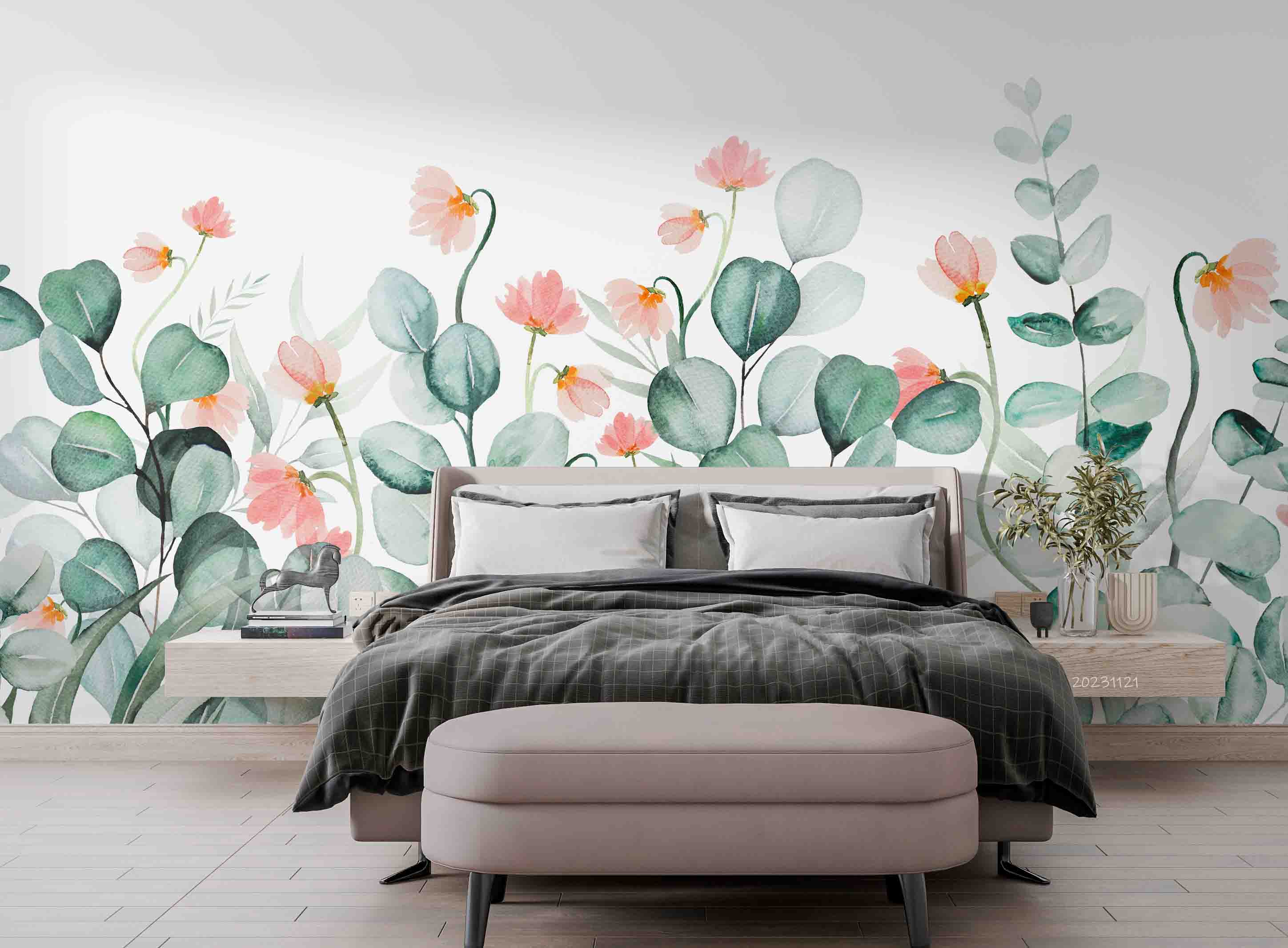 3D Floral Leaf Phalaenopsis Wall Mural Wallpaper YXL 3179