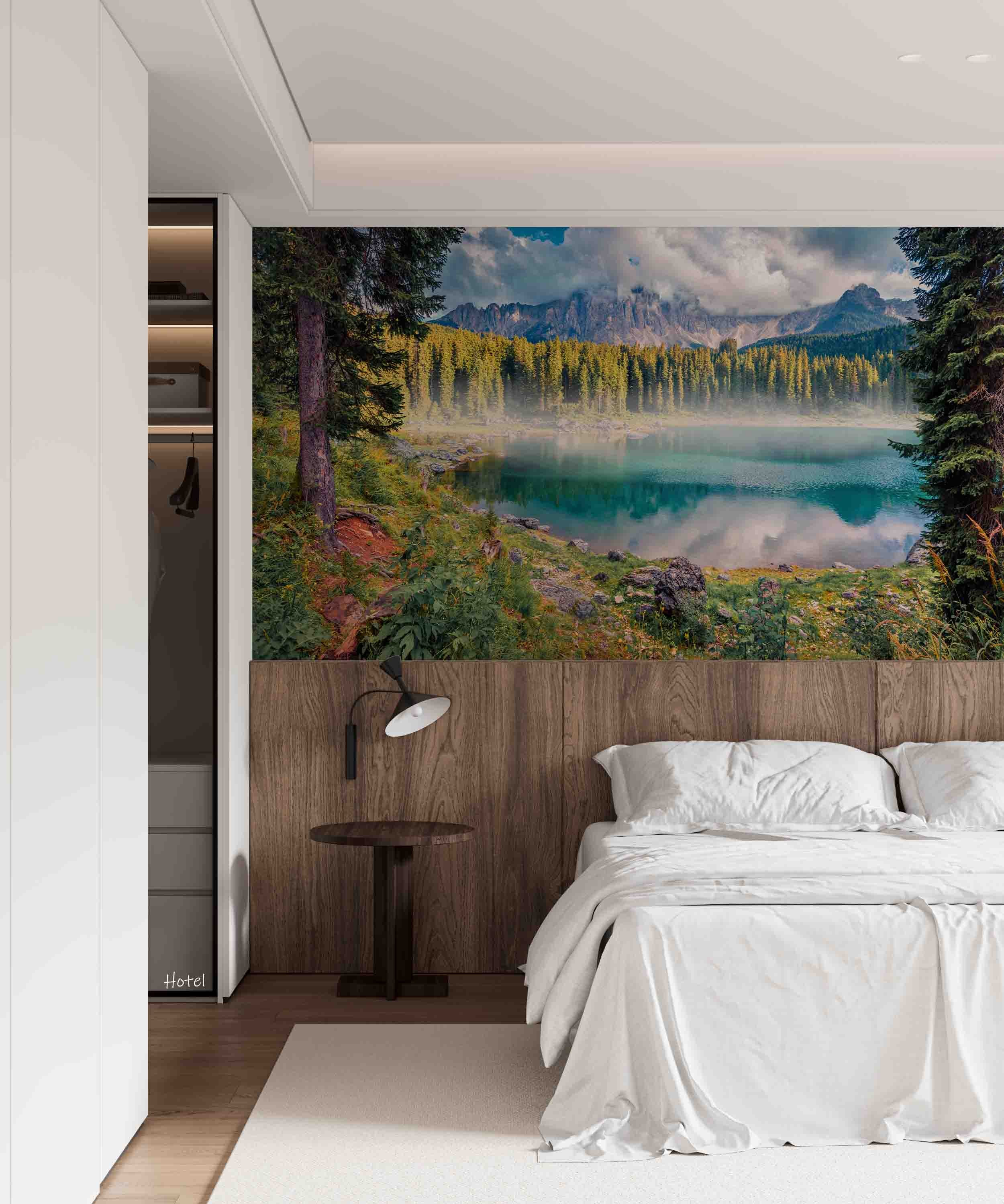 3D Hotel Inn Motel Hostel Resort Manor Scenery Waterfall Wall Mural Wallpaper 17
