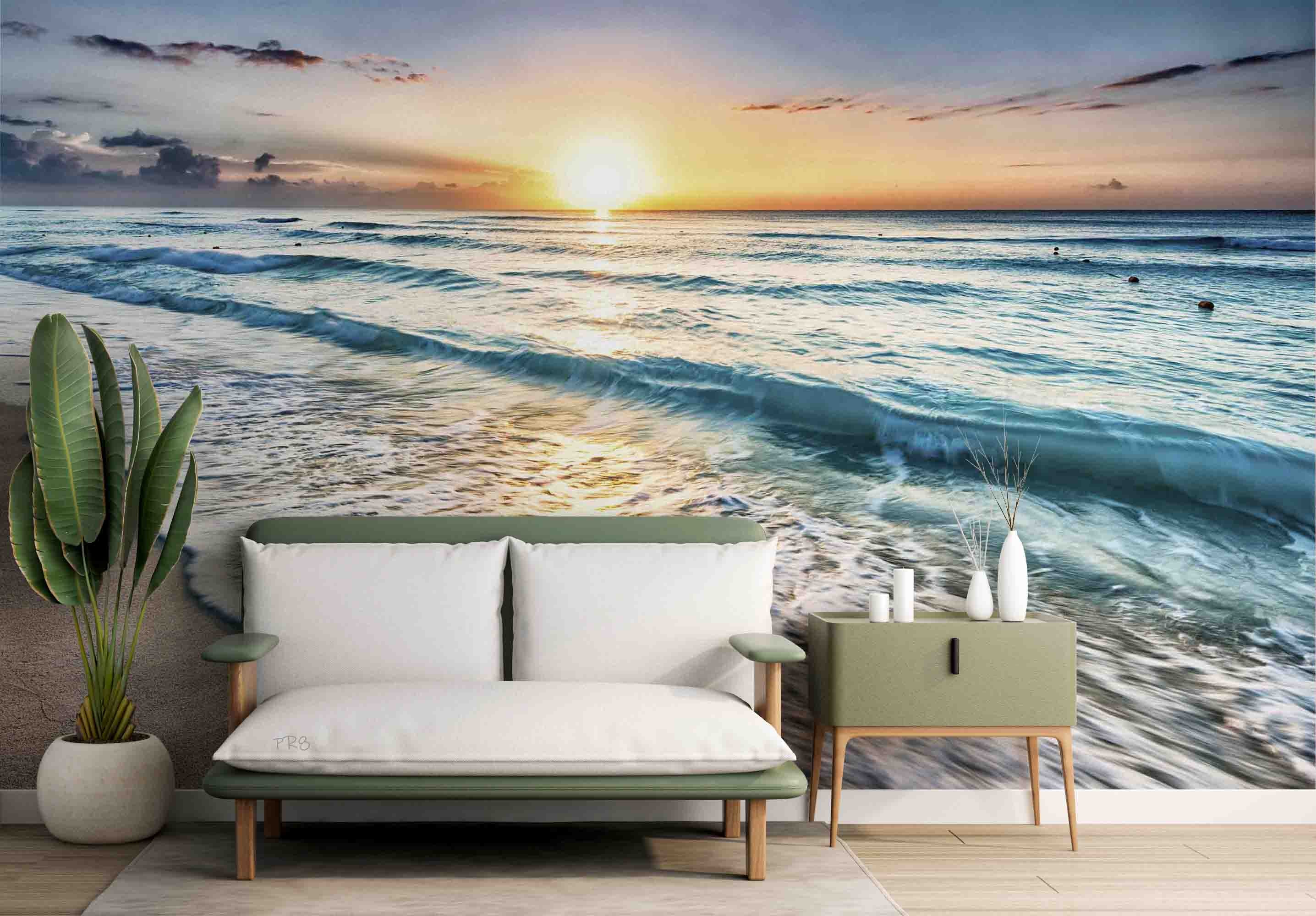 3D Beach Wave Sea Sunrise Landscape Wall Mural Wallpaper GD 4569- Jess Art Decoration