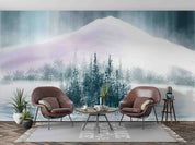 3D Watercolor Winter Snow Mountain Forest Scenery Wallpaper Wall Mural Wall Decor Wall Art Wall Sticker Remoable Wallpaper LQH 51