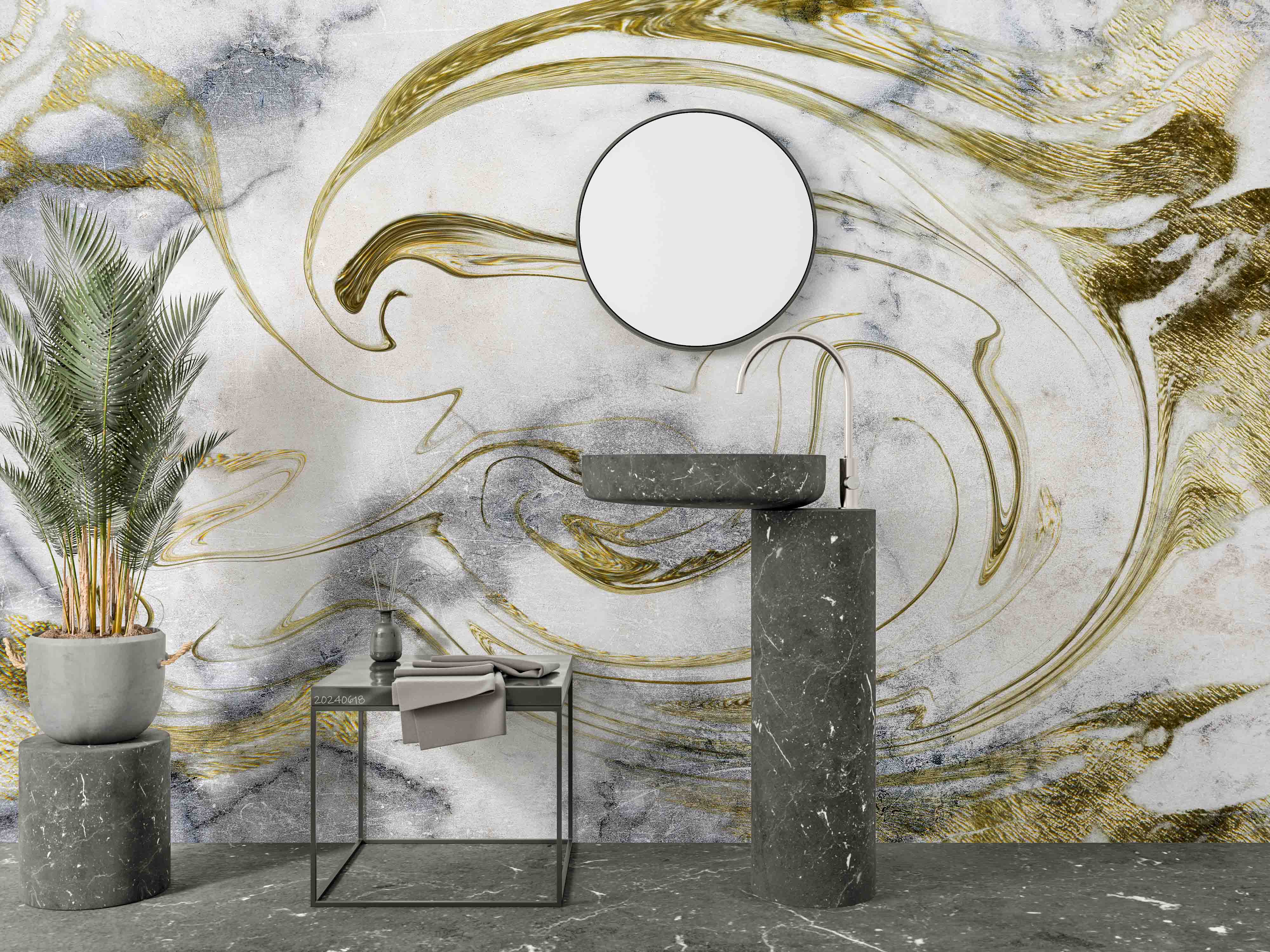 3D Abstract Damaskeen Float Gray Wall Mural Wallpaper YXL 599