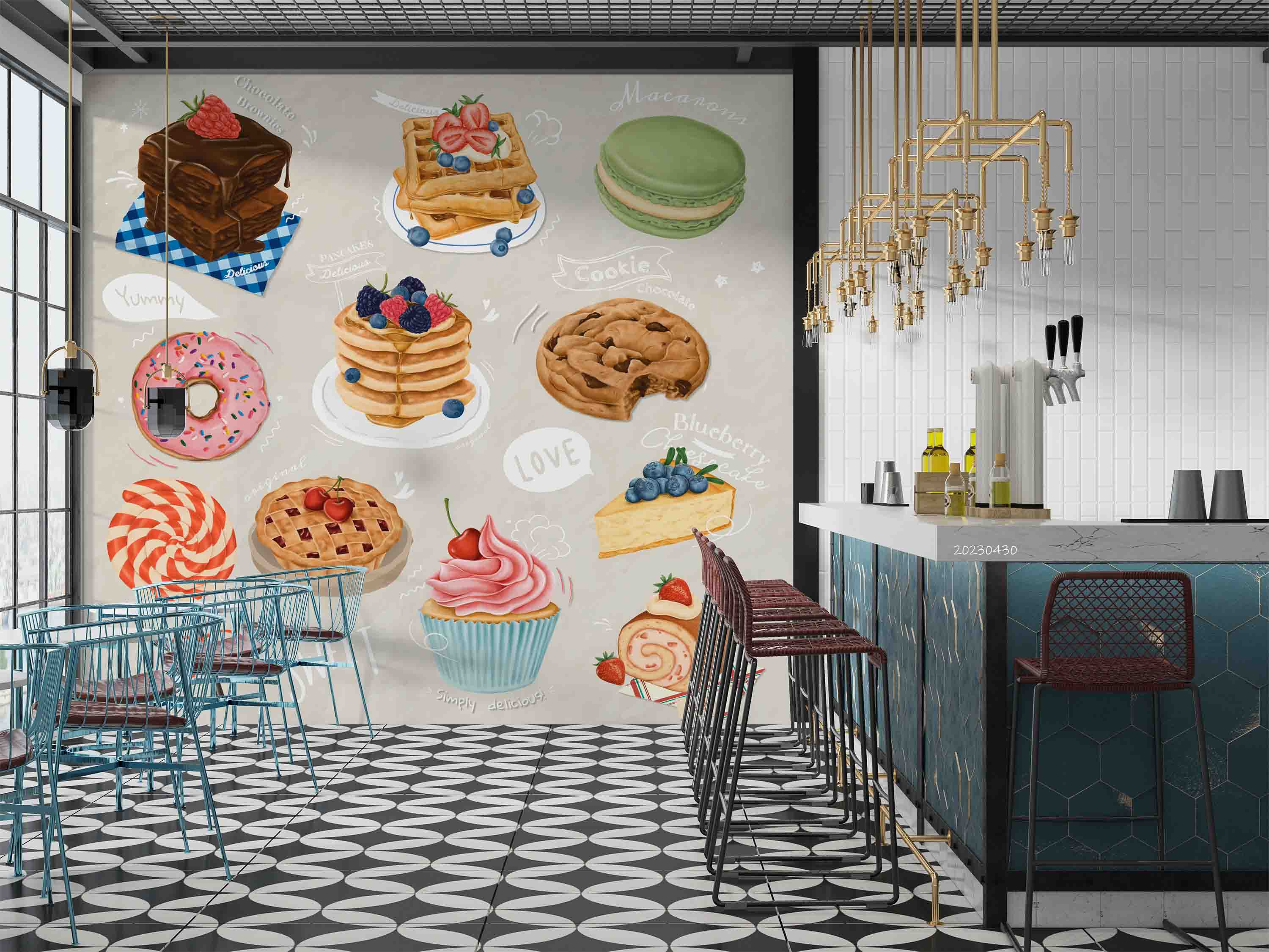 3D Colorful Dessert Collection Wall Mural Wallpaper GD 5257- Jess Art Decoration