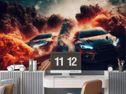 3D Automobile Graffiti Blue Croci Smog Wall Mural Wallpaper YXL 17- Jess Art Decoration
