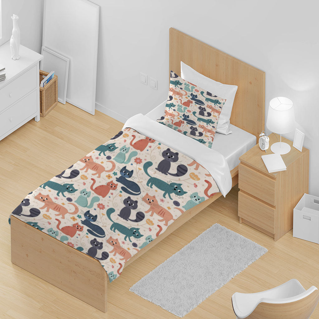 3D Cat Floral Star Pink Quilt Cover Set Bedding Set Duvet Cover Pillowcase 1458