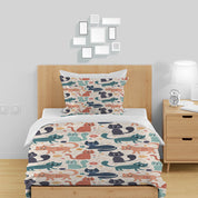 3D Cat Floral Star Pink Quilt Cover Set Bedding Set Duvet Cover Pillowcase 1458