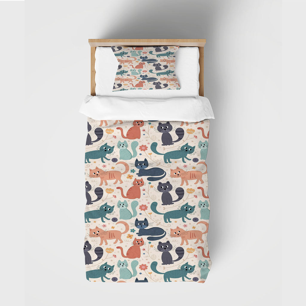 3D Cat Floral Star Pink Quilt Cover Set Bedding Set Duvet Cover Pillowcase 1458