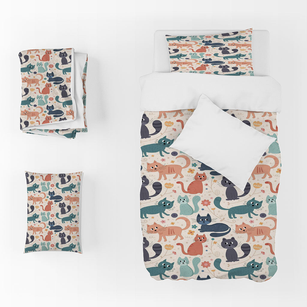 3D Cat Floral Star Pink Quilt Cover Set Bedding Set Duvet Cover Pillowcase 1458