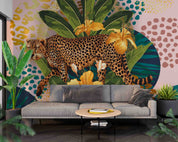 3D Cheetah Leaf Round Wave Point Wall Mural Wallpaper YXL 2742